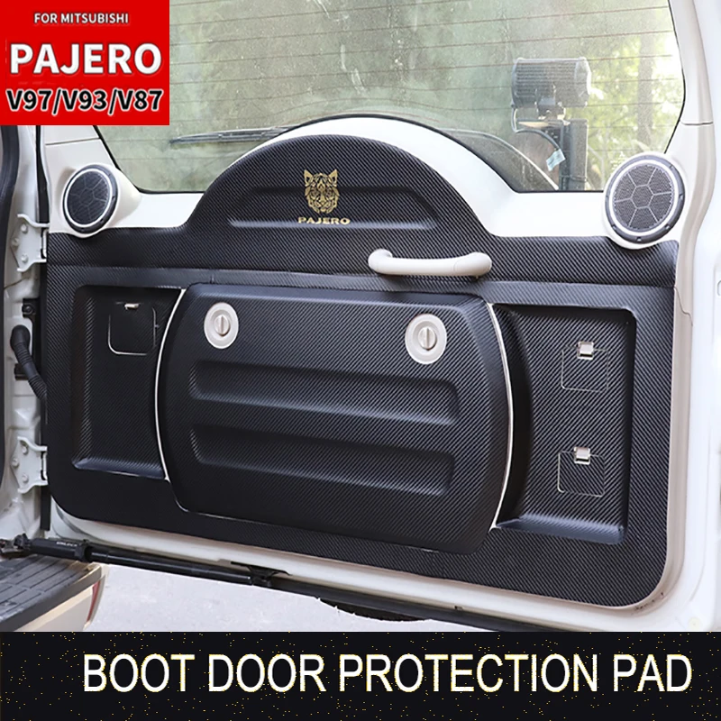 Rear Tail Door Decoration Carbon Fiber Sticker For Mitsubishi Pajero V97 V93 V87 Tail Box Door Anti Kick Pad Car Accessories Rear Tail Door Decoration Carbon Fiber Sticker For Mitsubishi Pajero V97 V93 V87 Tail Box Door Anti Kick Pad Car Accessories