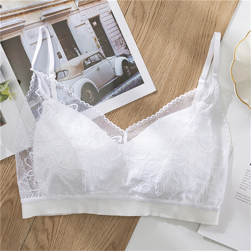 

Women Lace Wirefree Bra Sexy Backless Vest Thin Cup Bras Lingerie Comfort Bralette Padded Brassiere Seamless Girls Underwear