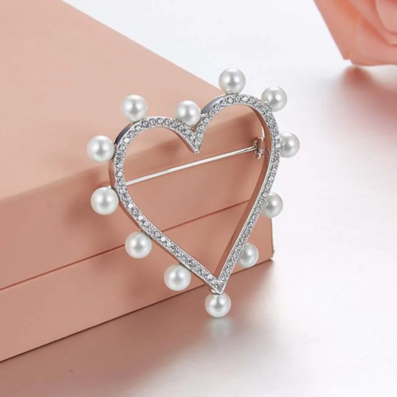 

Fashion Romantic Heart Brooches For Women Lover Birthday Anniversary Gift Luxury 925 Sterling Silver Broches Pins Jewelry