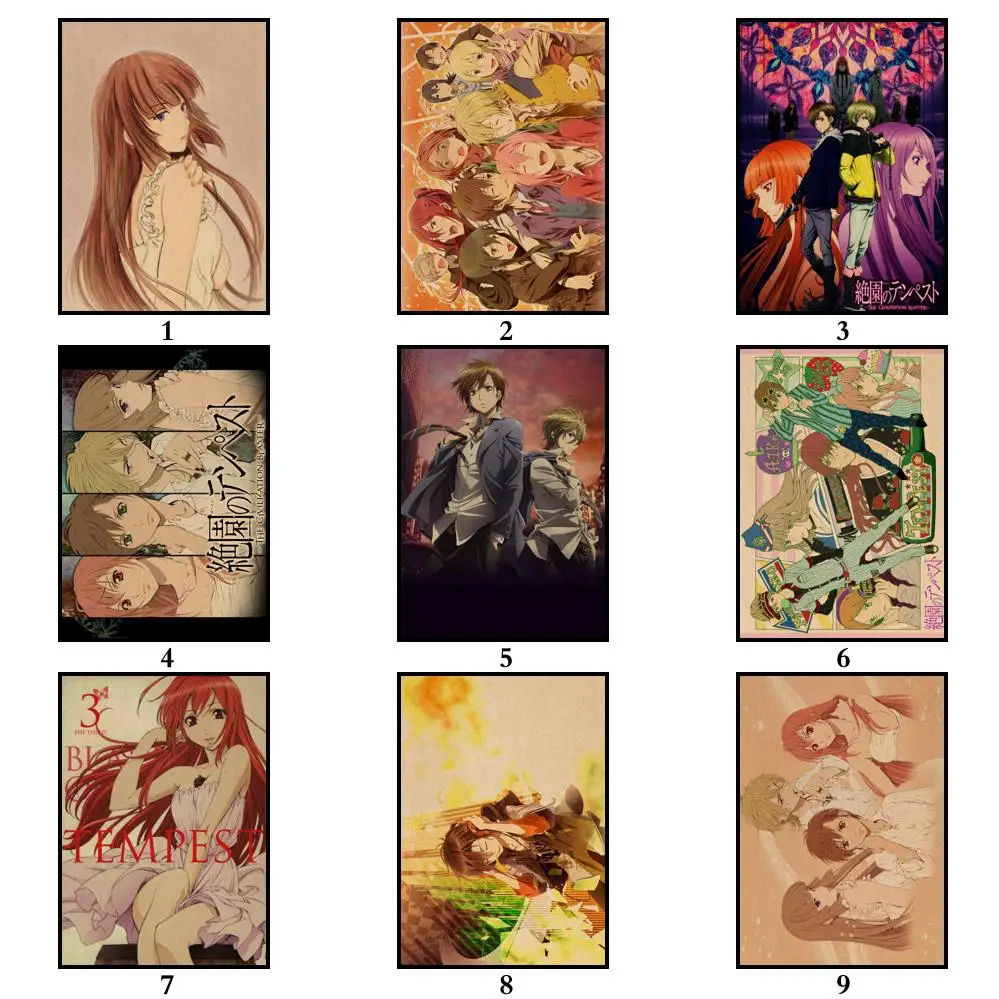 15 видов конструкций Anime Zetsuen no Tempest Blast of плакат из крафт-бумаги необычная Наклейка