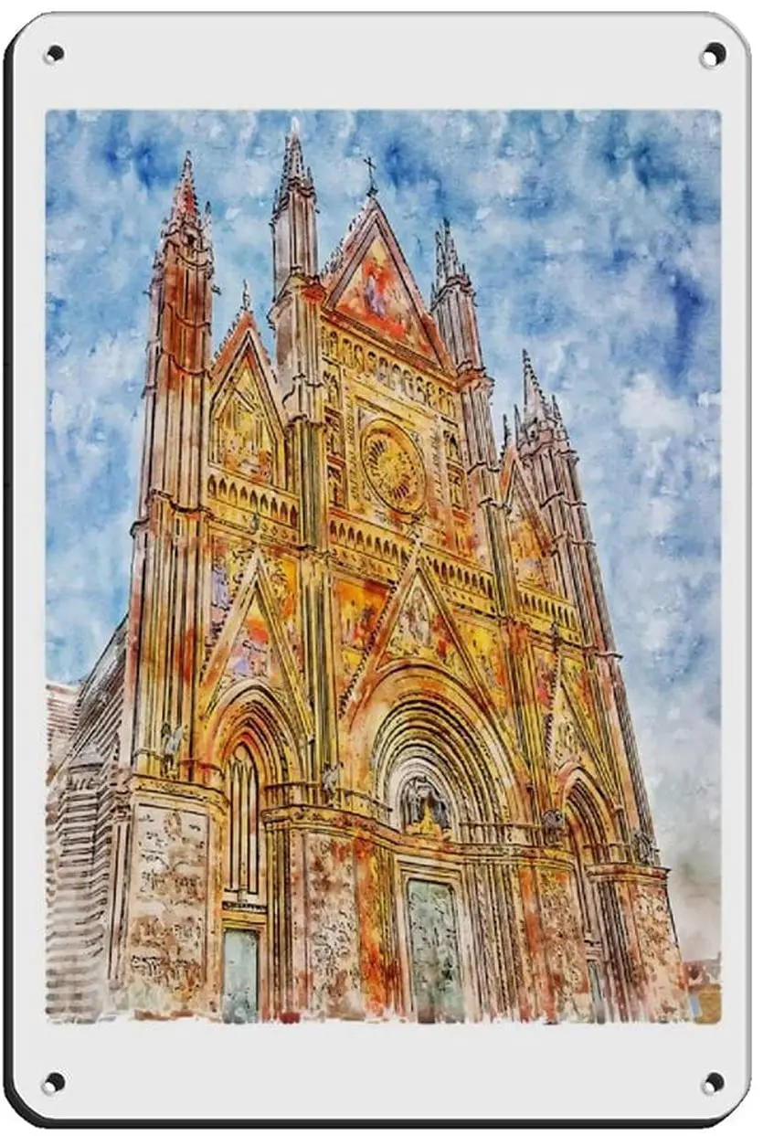 

Orvieto Cathedral Italy Travel Poster Retro Poster Metal Tin Sign Chic Art Retro Iron Painting Bar People Cafe Family Garage