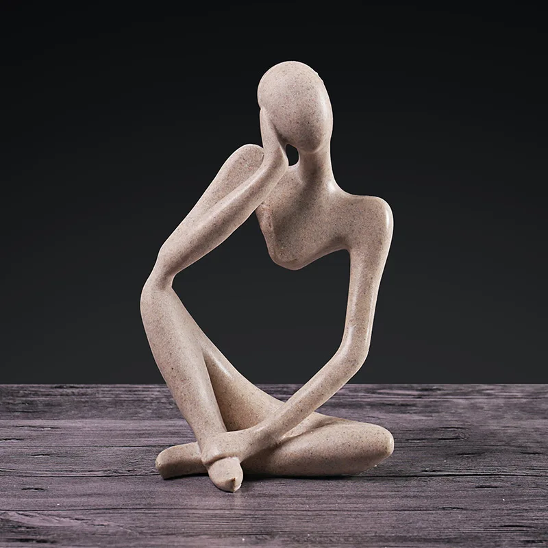 Абстрактный характер статуя Thinker Скульптура Песчаник украшения офиса подарки на