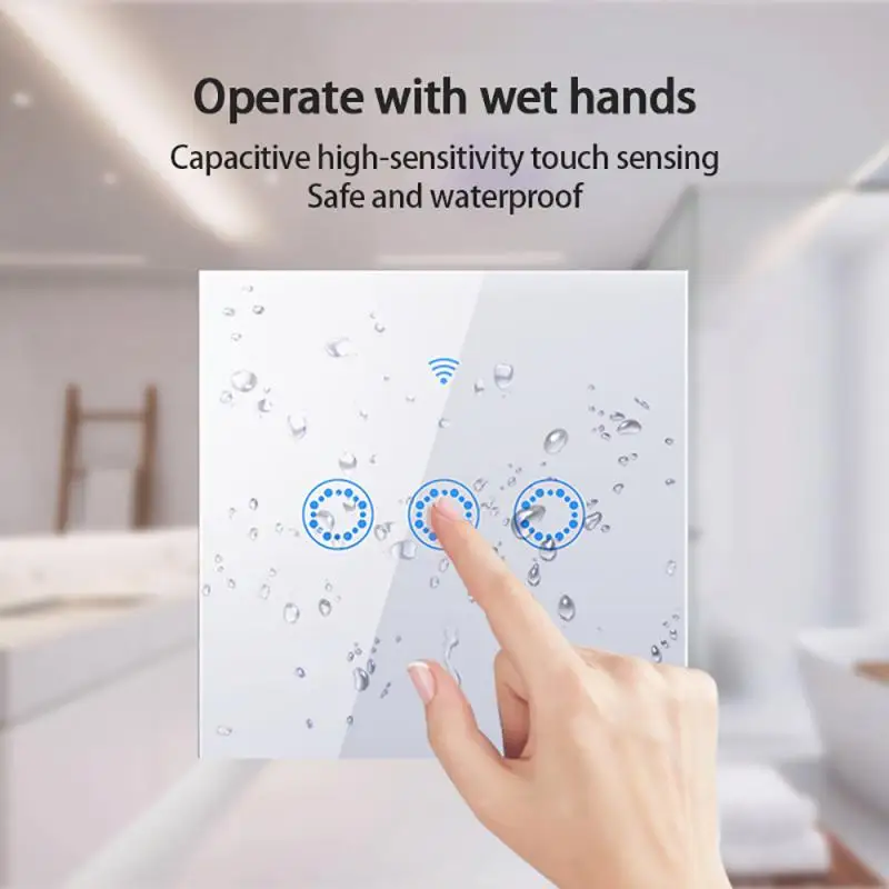 

1/2/3 Gang Home Wall Touch Switch Tuya WiFi Smart Switch EU Standard Voice Control Work With Google Home Alexa Fast Delivery