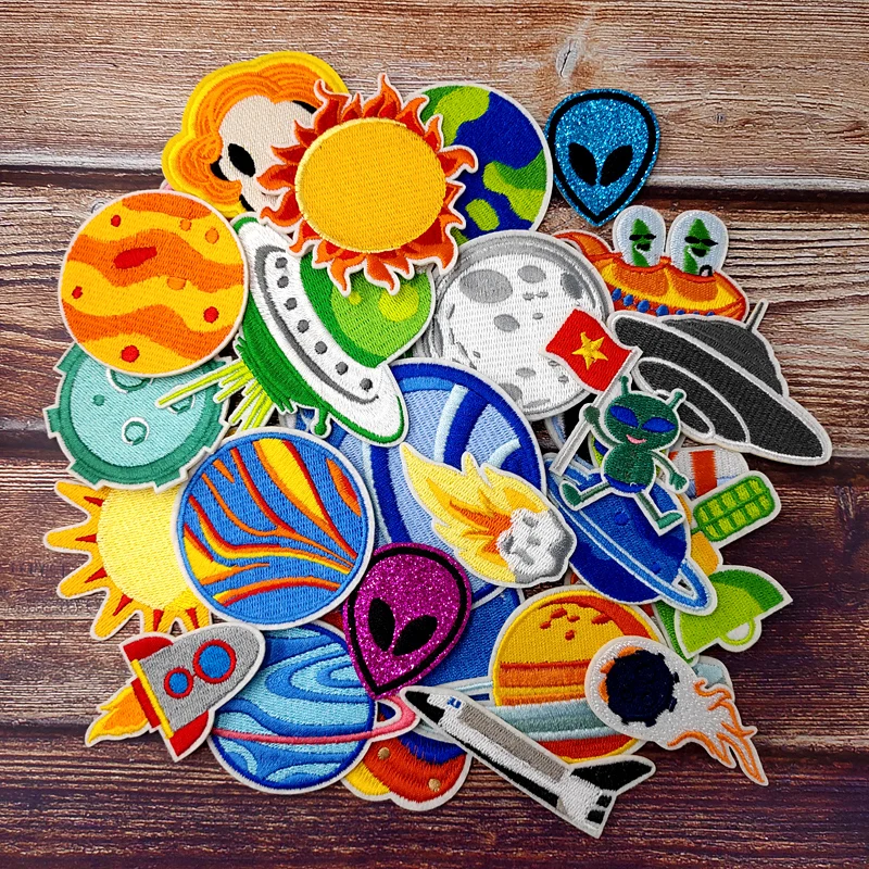 Нашивки сделай сам с инопланетянами НЛО ракетой вышивка для футболки