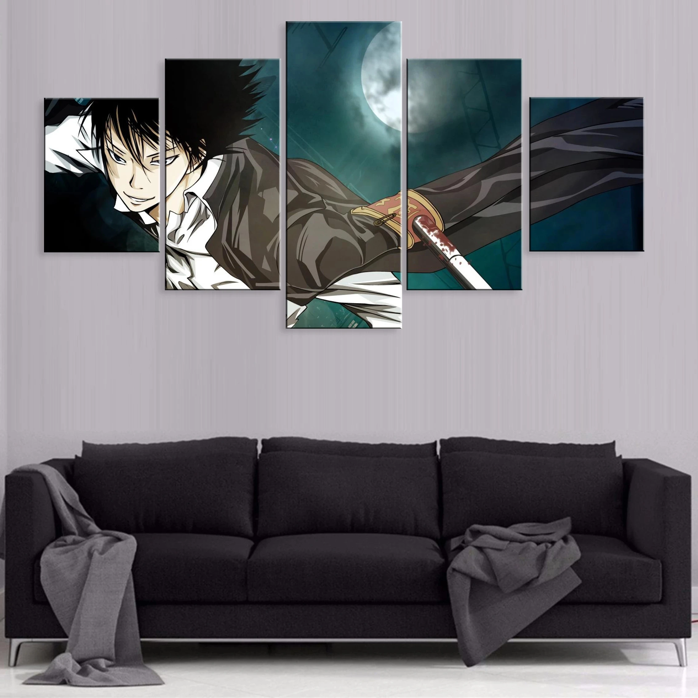 Картина настенная аниме HITMAN REBORN! для дома, 5 модульных кусков, декоративная печать высокого разрешения на холсте, постеры для спальни, художественная работа без рамки.