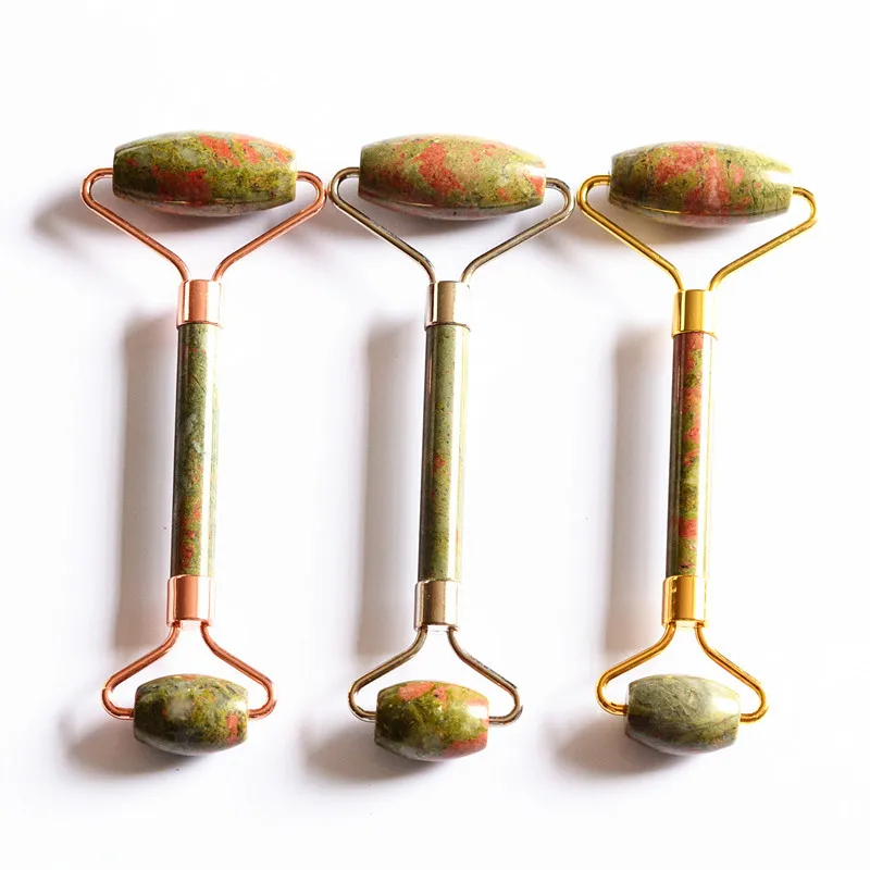 Массажный ролик для лица с двумя головками натуральный нефритовый настоящий