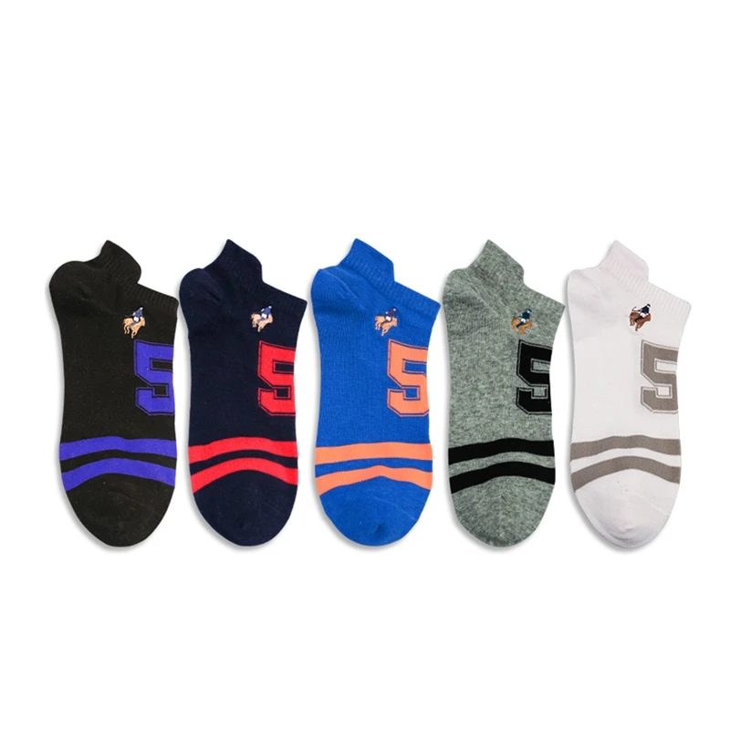 New Men's fashion socks Calcetines Hombre men's cotton socks striped digital casual men socks 5 pairs exquisite gift wrap