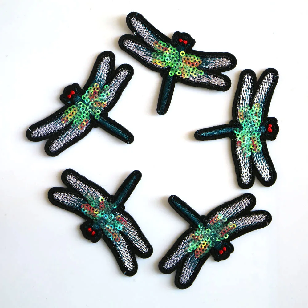 5 шт./лот патчи с вышивкой Стрекоза для одежды утюгом аппликация глажки