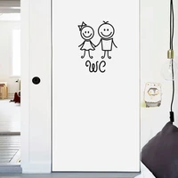 cartoon boy and girl wc wall sticker for bathroom decoration vinyl home decals waterproof poster door stickers toilet sign