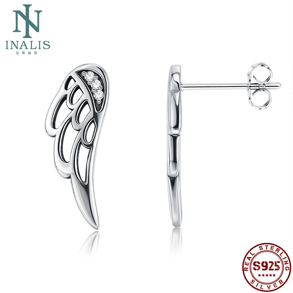 Женские серьги-гвоздики из серебра 925 пробы с перьями | Украшения и аксессуары