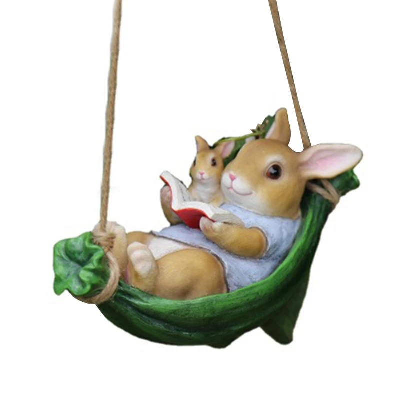 

Easter Ornament Garden Bunny Statue Lying Reding Resin Rabbit Sculpture for Outdoor Patio Yard Lawn Hanging Pendant Decoration