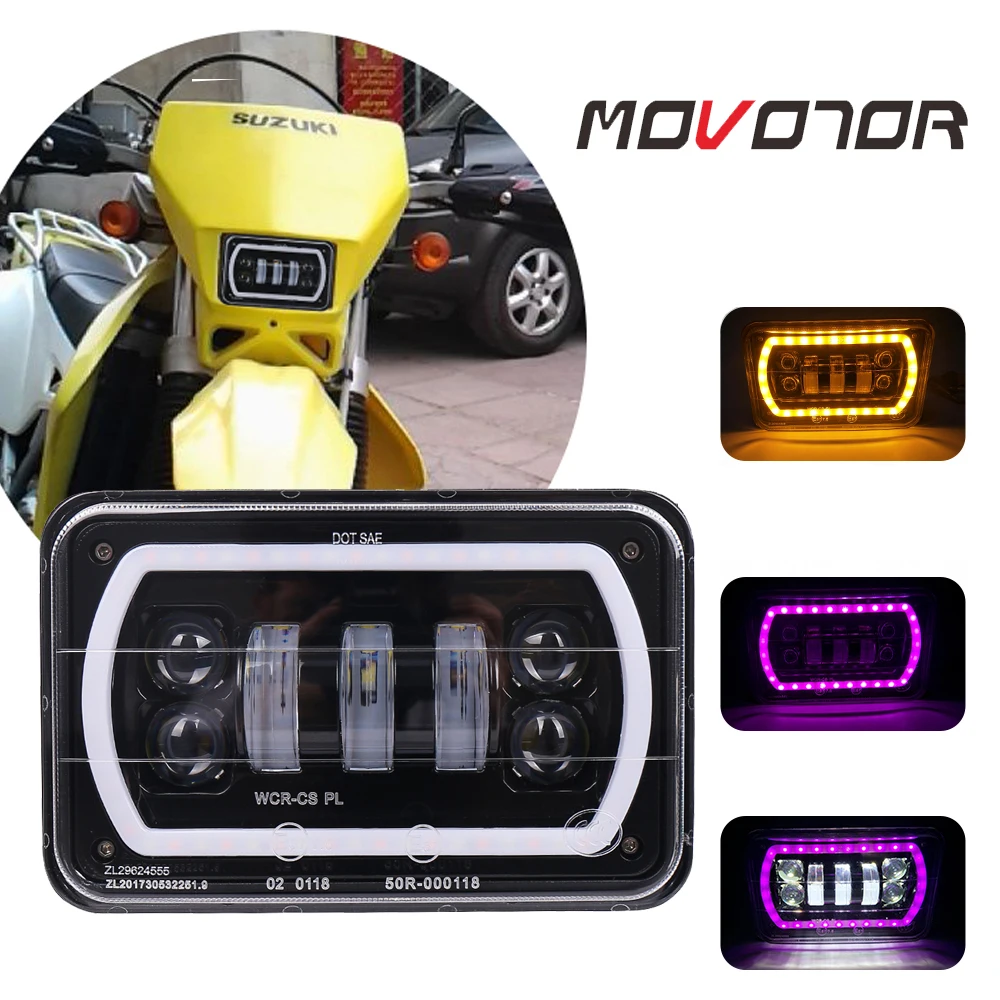 

1Pc 4x6" Light Sealed Beam Headlamp DRL Turn Singal Halo 4x6 Inch LED Motorcycle Headlight for Suzuki DRZ Motorbike Modification