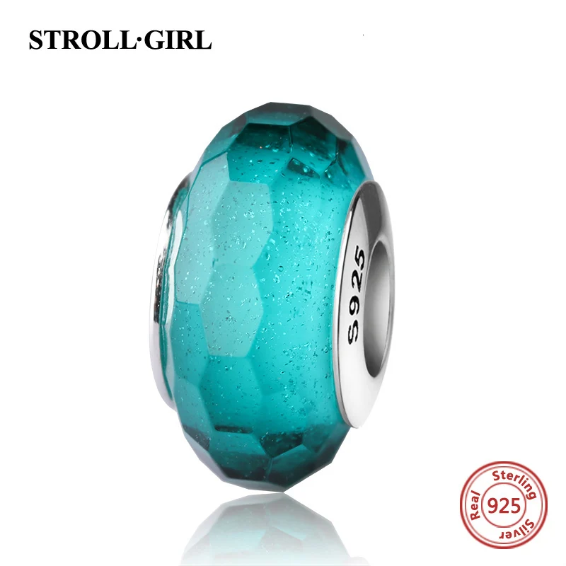 StrollGirl, серебро 925 пробы, амулеты из зеленого муранского стекла, подходит для оригинального браслета Pandora, сделай сам, ювелирные изделия, аксессуары для подарков