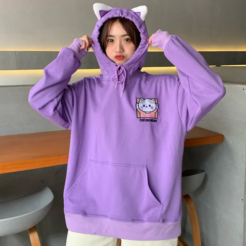 

Japanese 2021 Sweet Girl Preppy JK Style Bunny Embroideried Rabbit Ears Soft Sister Hooded Sweatshirt Cute Women Kawaii Hoodies