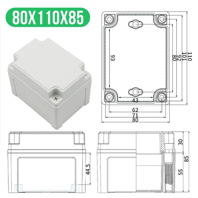 110x80x85mm(LxWxH) Высококачественная Водонепроницаемая электрическая распределительная коробка серии AG, IP67, ABS пластик, RoHS, чехол для корпуса, наружная распределительная коробка - Цвет: 110x80x85mm(LxWxH)