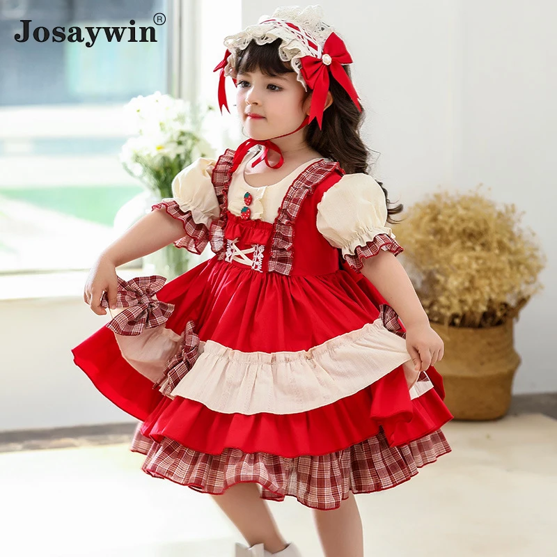 New Lolita Girl Dress for Girls Baby Toddler Party Birthday Wedding Dress Girl Teenagers Ball Gown Lace Plaid Princess Vestidos