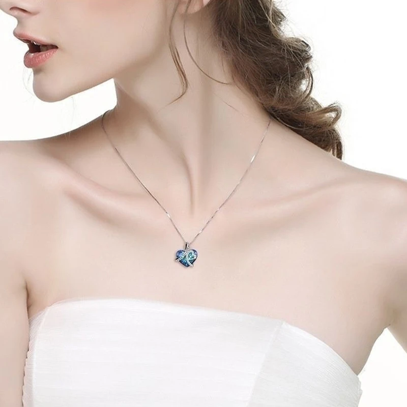 

Women Fashion Heart Pendant Birthstone Zircon Jewelry Valentine's Day Vintage Style Accessories Engagement Gift Wholesale