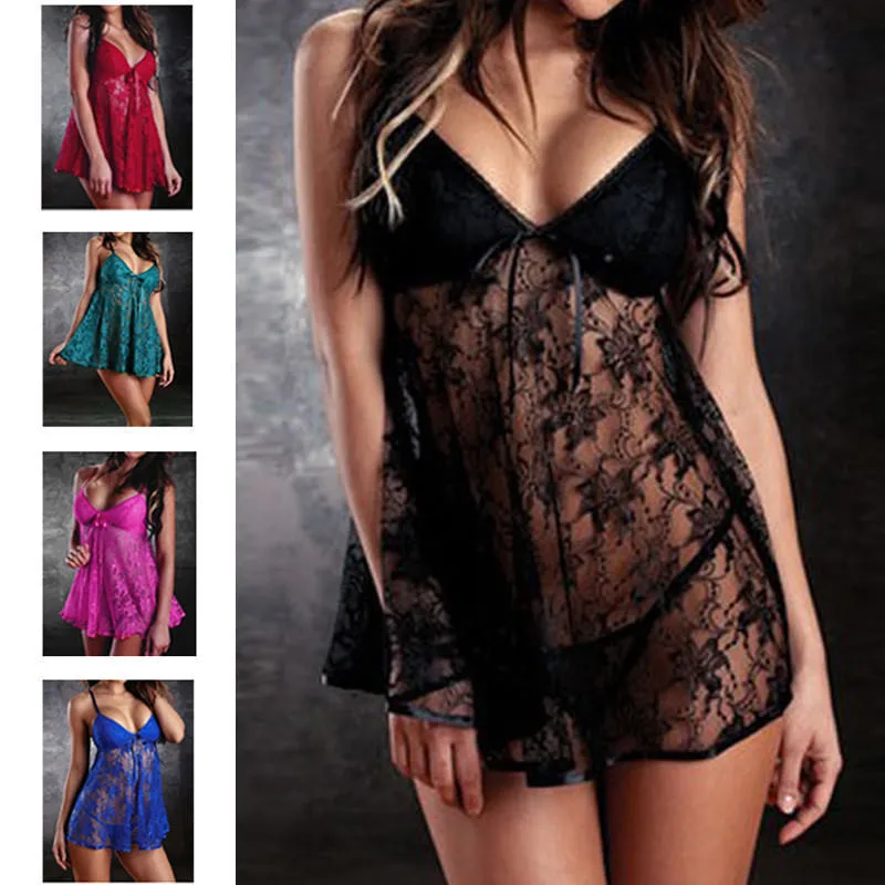 Сексуальное кружевное белье сексуальная Babydoll пижамы стринги рубашки