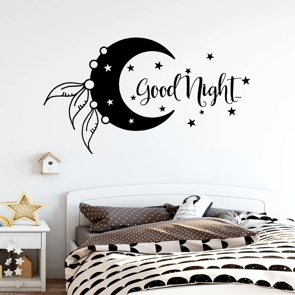 

New Design Good Night Baby Sticker Phrase Creative Wall Decals For Baby's Rooms Vinyl Mural Bedroom Art Decal Wallpaper LW201