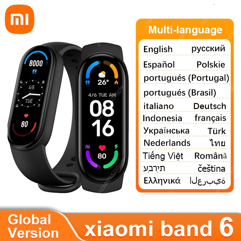 

Original Global Version Xiaomi Miband 6 Smart Bracelet 5 Color AMOLED Screen Mi Band 6 Blood Oxygen Smart band Fitness Traker