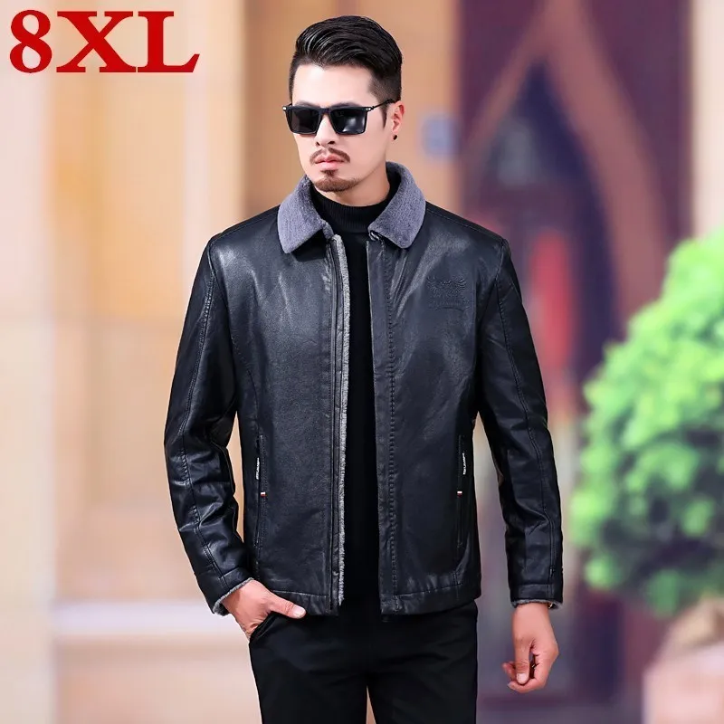 Размера плюс 8XL 7XL куртка для мужчин пальто с мехом Мужская Фирменная шерстяная