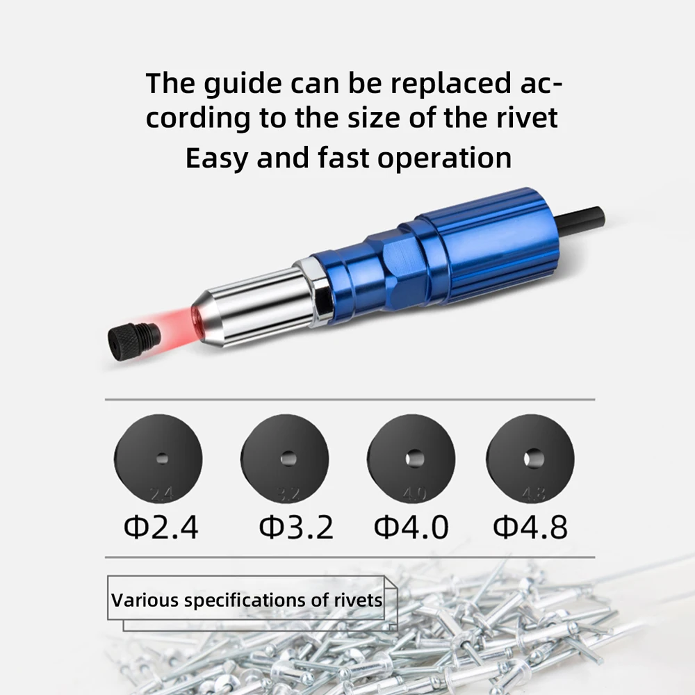 

KKmoon Electric Rivet Gun 2.4mm-4.8mm Rivet Nut Gun Drill Adapter Cordless Riveting Tool Set Kit Insert Nut Pull Rivet Tool