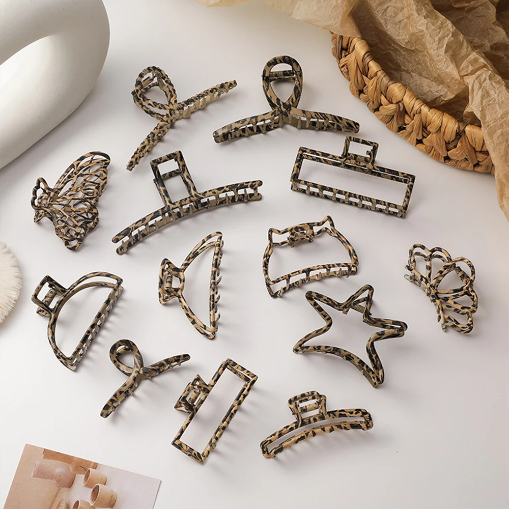 Заколки для волос леопардовые женские большие модные зажимы в винтажном стиле