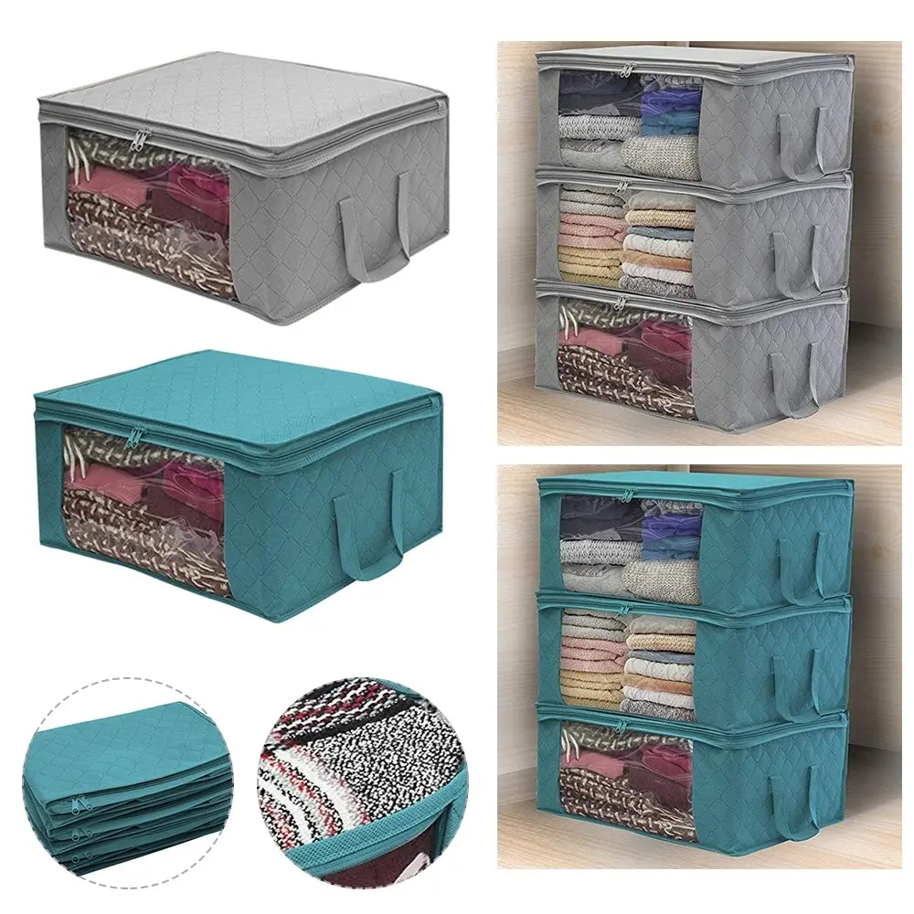 

3pcs Clothes Quilt Storage Bag Blanket Closet Sweater Organizer Box Sorting Pouches Cabinet Container Travel Home Practicality