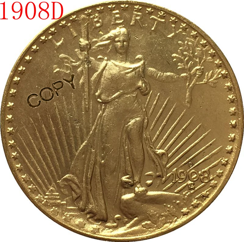 Фотокопия монеты 1908 D $20 St.|Безвалютные монеты| |