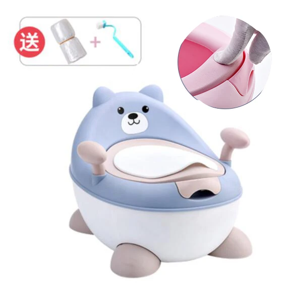 soft blue Медведь Детский горшок многофункциональный туалет горшок Детский горшок тренировочный горшок для девочек горшок для мальчика стул Туалет бесплатно горшок щетка+ мешок для чистки - Цвет: soft blue