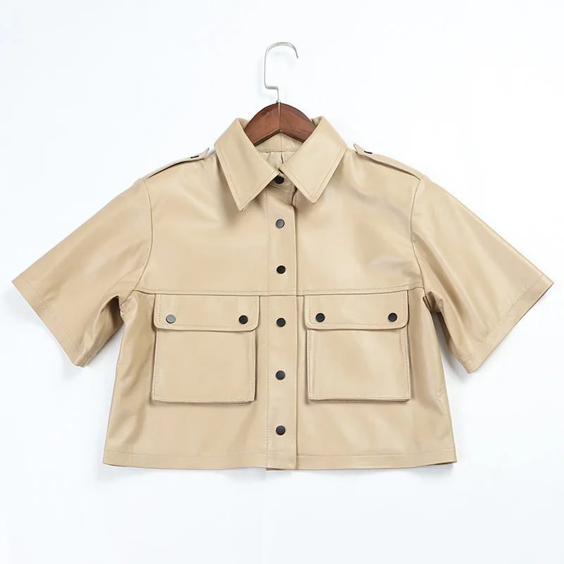 Женская куртка из натуральной овечьей кожи повседневная куртка-карго одежда Zjt2535