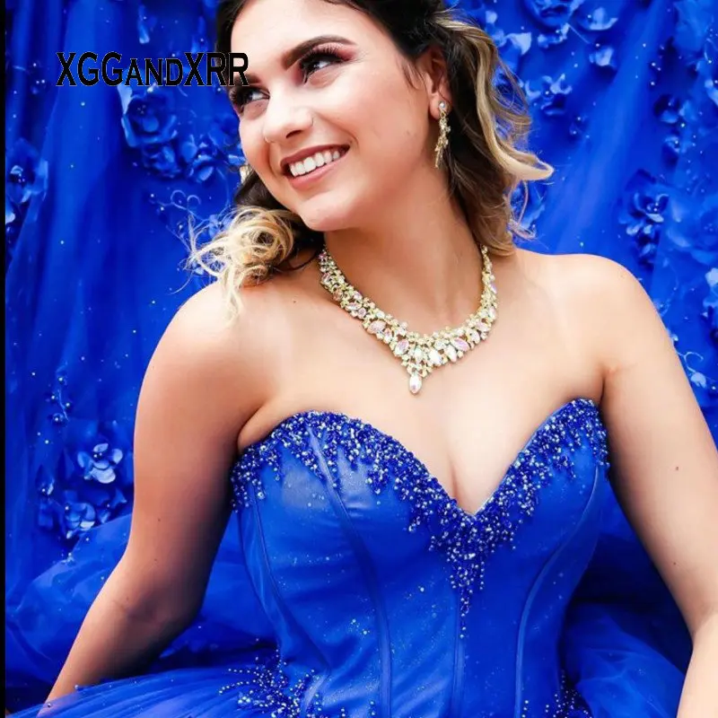 Vestidos de XV años Royal Blue Quinceanera Dresses with 3D Flowers Applique Corset Top Beaded Ball Gown Sweet 16 Dress Plus Size | Свадьбы и