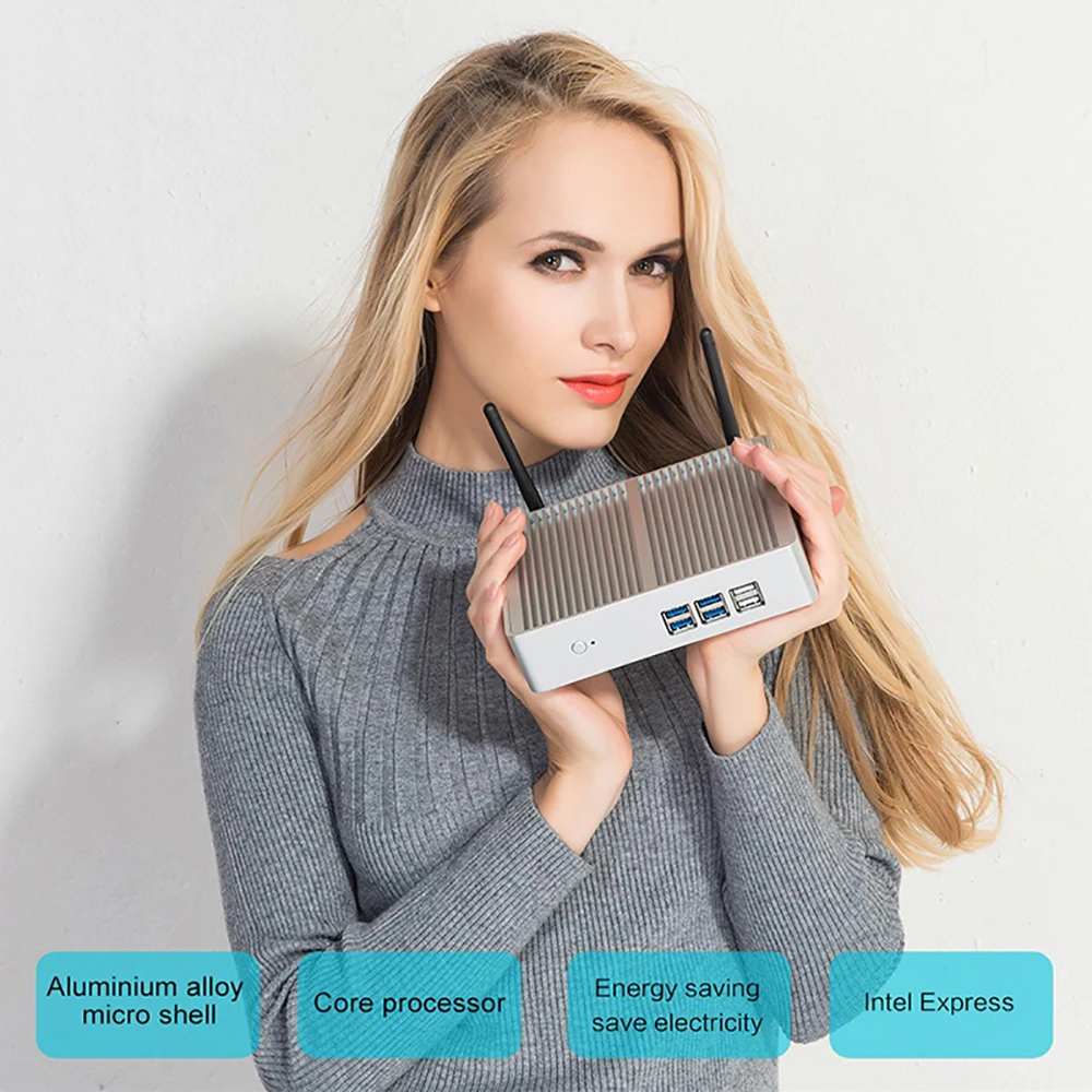 Настольные компьютеры мини компьютер без вентиляторов оконные рамы 7 ПК Celeron 2955U