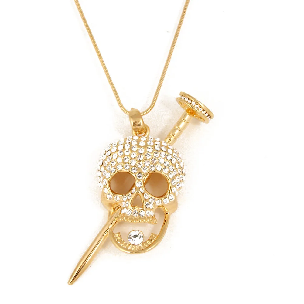

hip-hop personality gold placer obligation Wu jewelry Europe and America titanium steel necklace female fashion chain jewelry