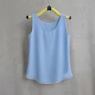 Женская шифоновая блузка Woherb, Повседневная Свободная блузка без рукавов, 31 цвет, Однотонная рубашка, 21432