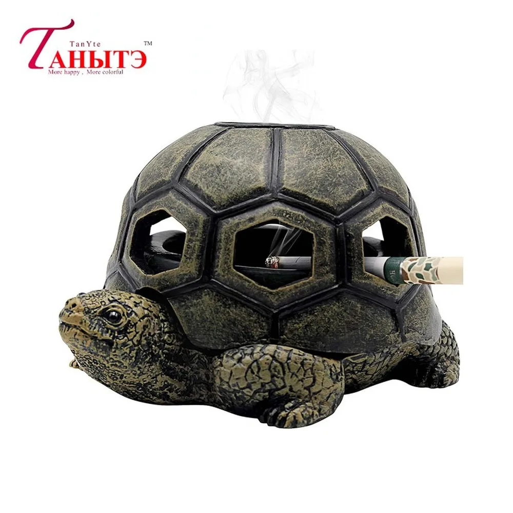 

Cigarette Ashtray Holder with Lid, Creative Resin Turtle Shape Cigar Ash Tray for Indoor Outdoor Home Office and Car Decoration