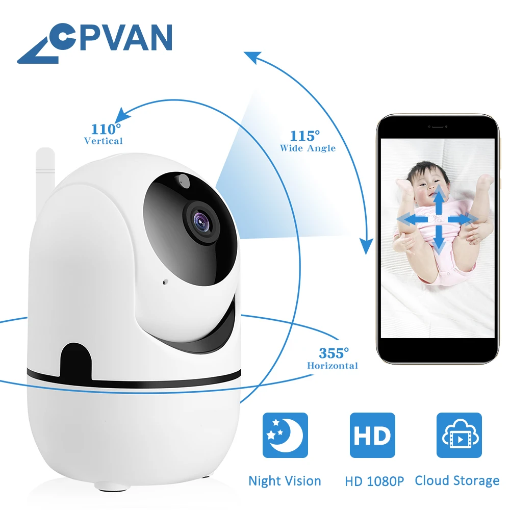 CPVAN Видеоняни и радионяни IP Камера HD 1080P домашние Беспроводной Wi Fi безопасности