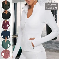 vutru women athletic sport shirts slim fit long sleeved fitness coat yoga crop tops with thumb holes jacket workout sweatshirts
