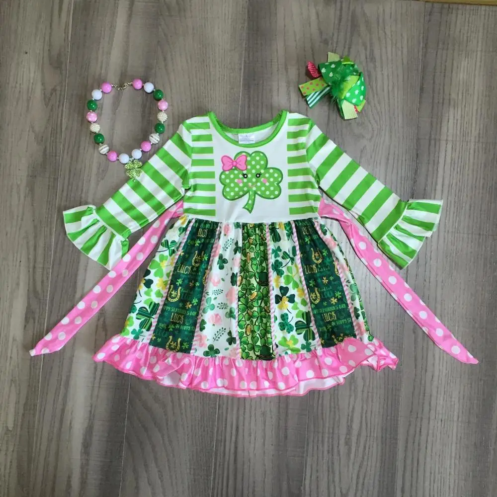 Детская одежда для маленьких девочек на День Святого Патрика хлопковое розовое и