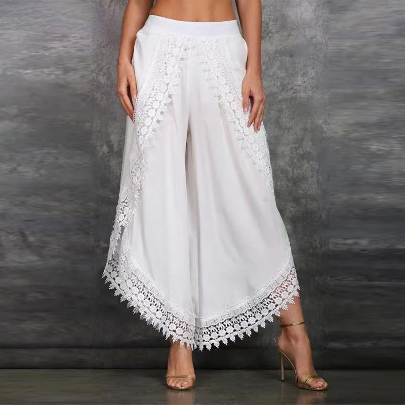 

2021 summer irregular high waist pantalon fahion lady casual pants women's long pants wide leg pants