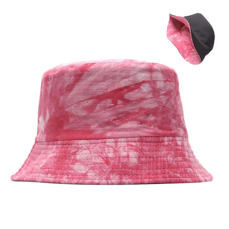 

New Tie-dye Ink Painting Pattern Fisherman Hat Men Women Fashion Street Double-Sided Wearing Bucket Hats Unisex Sun Caps