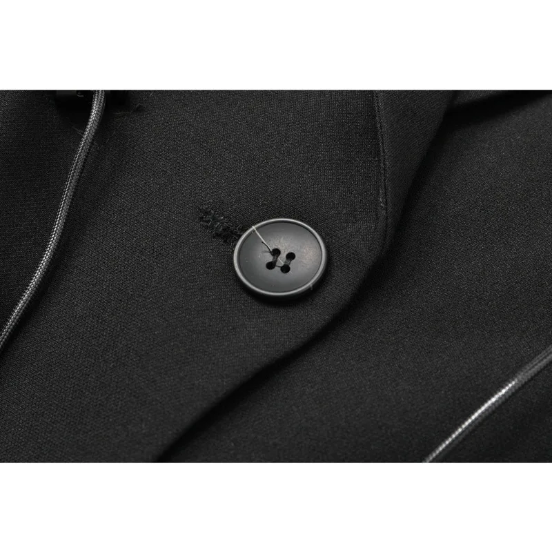 Женский свободный пиджак на одной пуговице с карманами и кулиской осенняя