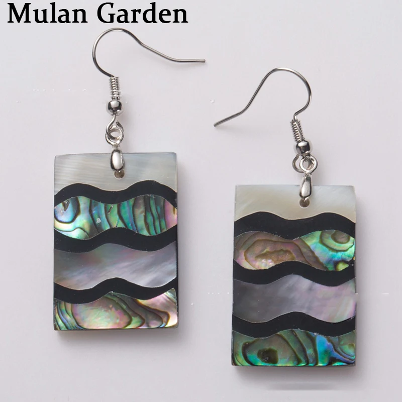 

M&G Creative Fashion Rectangle Splice Nature Shell Earrings for Women Statement Elegant Dangle Earring Shell Jewelry Accessories
