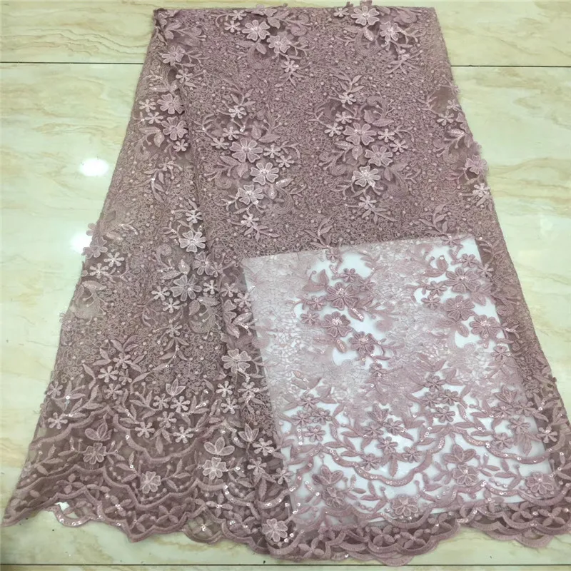 

Embroidered French Lace Fabric With Sequins Latest Green Nigerian Lace High Quality Wedding African Dry Lace Fabric 5 Yards