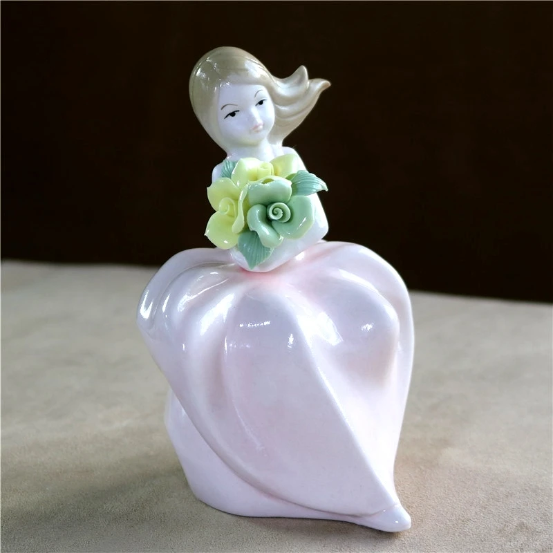 Деревенская фарфоровая Цветочная Дамская статуя ручной работы керамическая