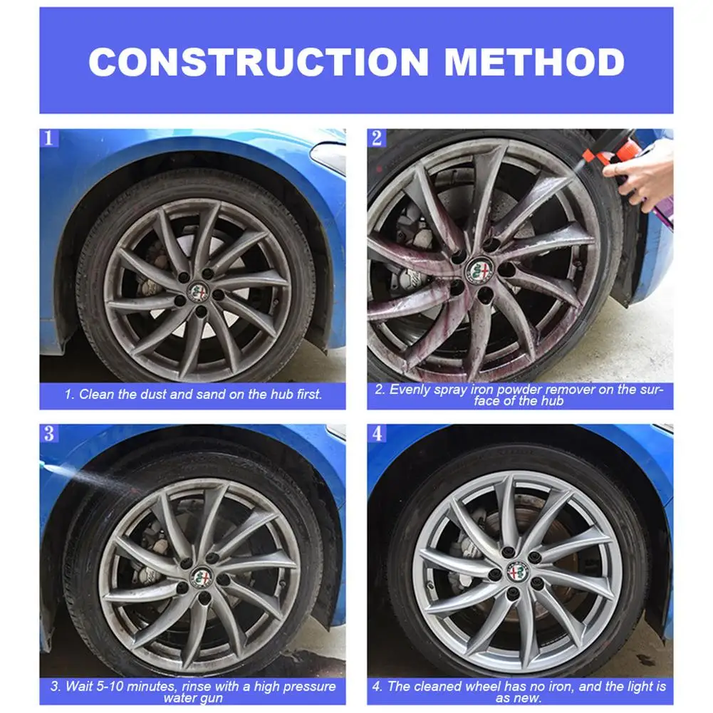 

500ML Car Wheel Paint Surface Iron Powder Remover Body Derusting Cement Concrete Dissolution Cleaning Agent With Towel