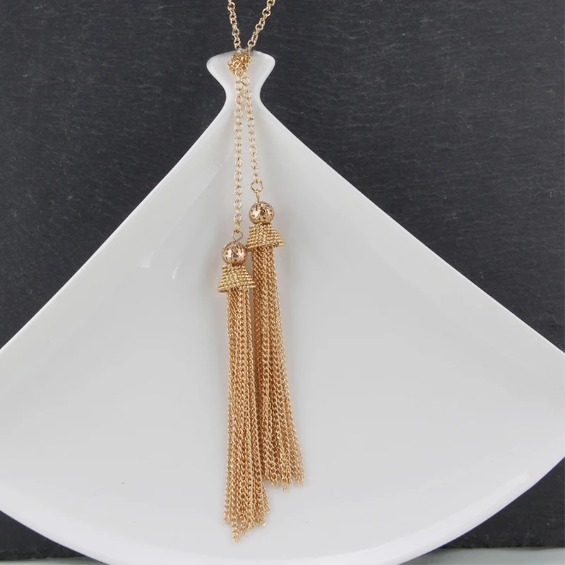 Женские богемные бронзовые античные Золотые бусы с кисточками подвески узором