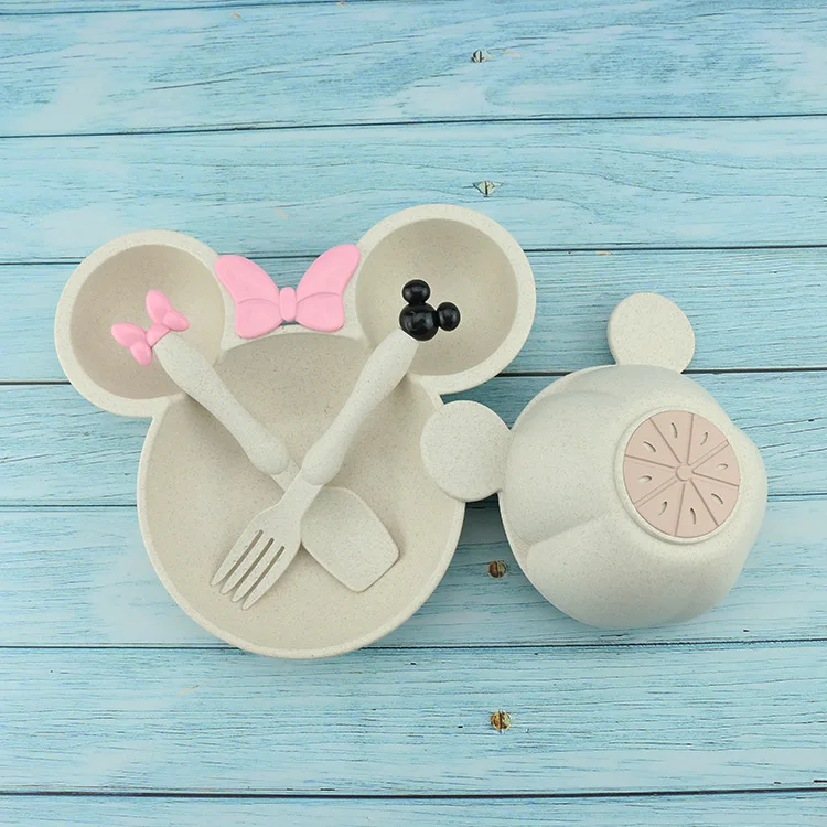 Детская посуда из четырех предметов Imebaby пшеничной соломы чаши ложки вилки