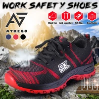 atrego mens safety shoes light indestructible work sneakers breathable shoes men steel toe puncture proof air mesh safety boots