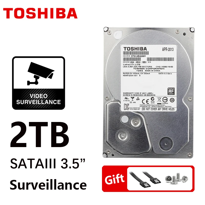 TOSHIBA DVR NVR CCTV 2 ТБ 2000G жесткий диск 2000GB HDD HD внутренний SATA 3 5700RPM 32M 5 &quotжесткий диск| |
